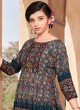 Grey Crepe Silk Floral Printed Salwar Suit